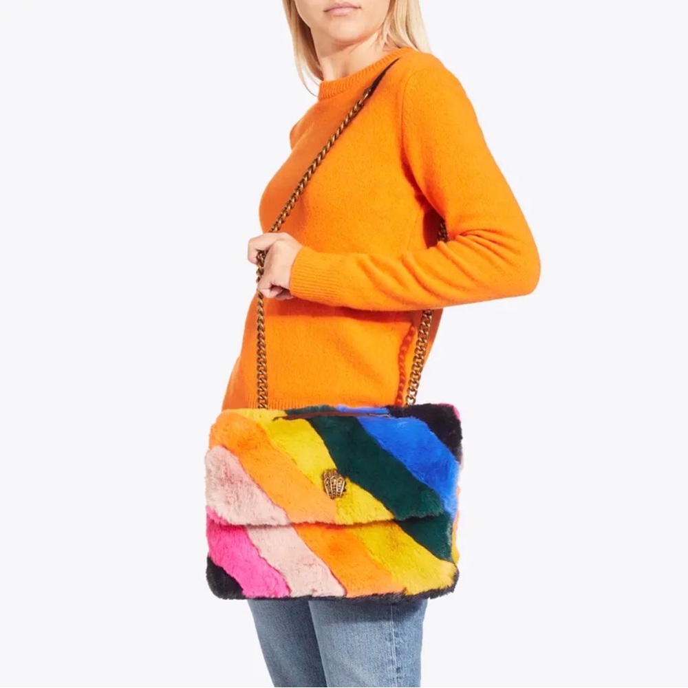 Kurt Geiger London Kensington Rainbow Faux Fur Shoulder Bag - Picture 4 of 8